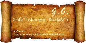 Grünsberger Oszkár névjegykártya